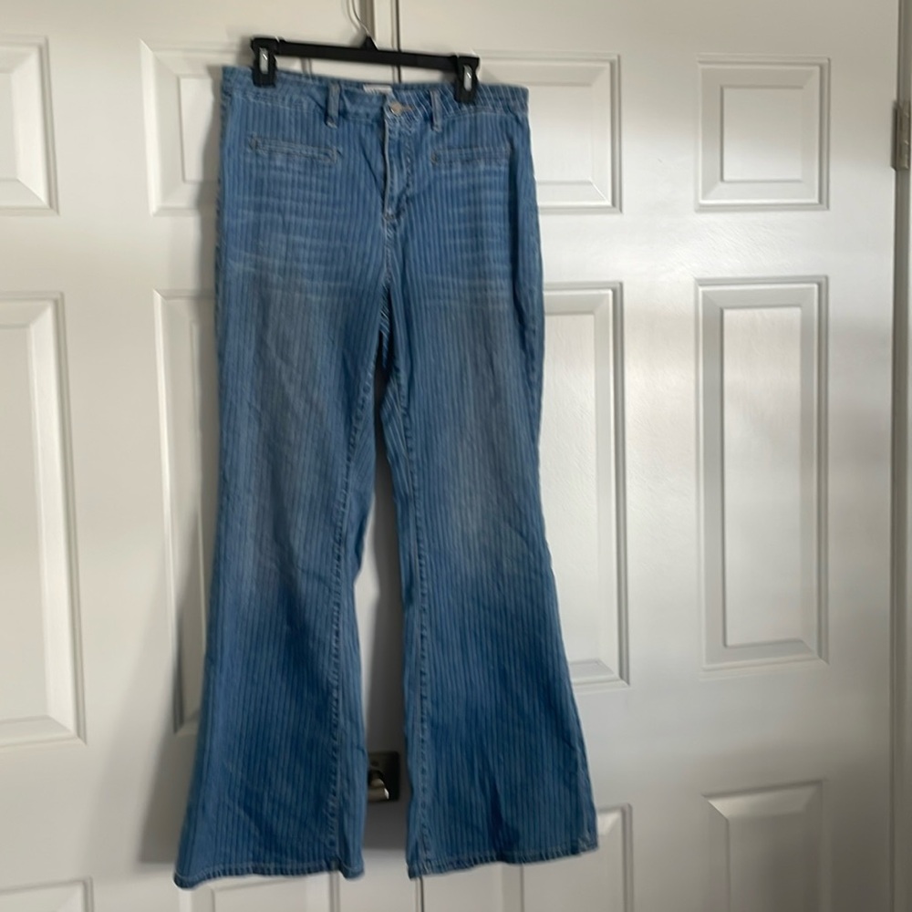 Wash Lab pinstripes flared leg jeans